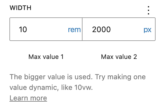 Max of 2 values option as described in following paragraph