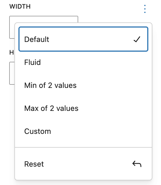 Screenshot of spacing presets as mentioned in previous paragraph