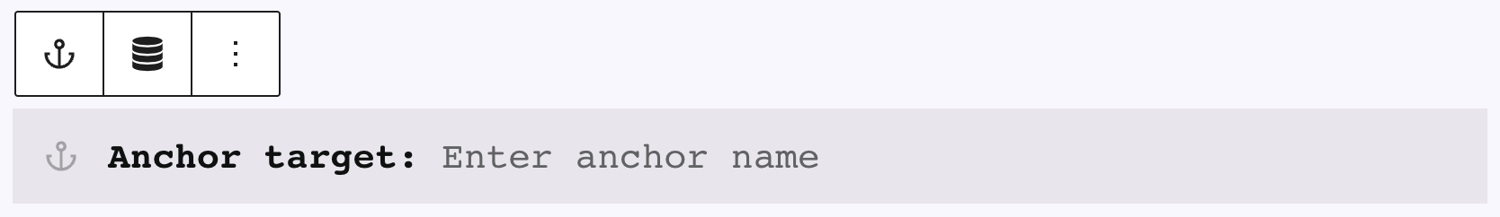 Screenshot of the Anchor input field after insertion in the editor.