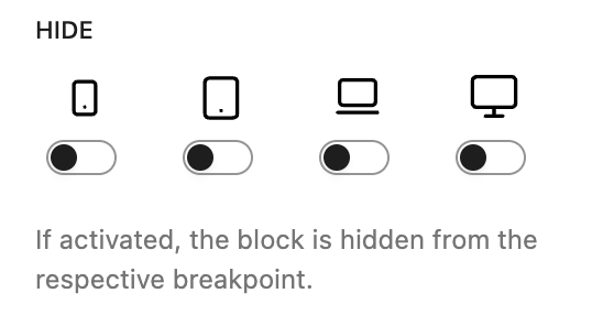 Hider per Breakpoint functionality as described in next paragraph