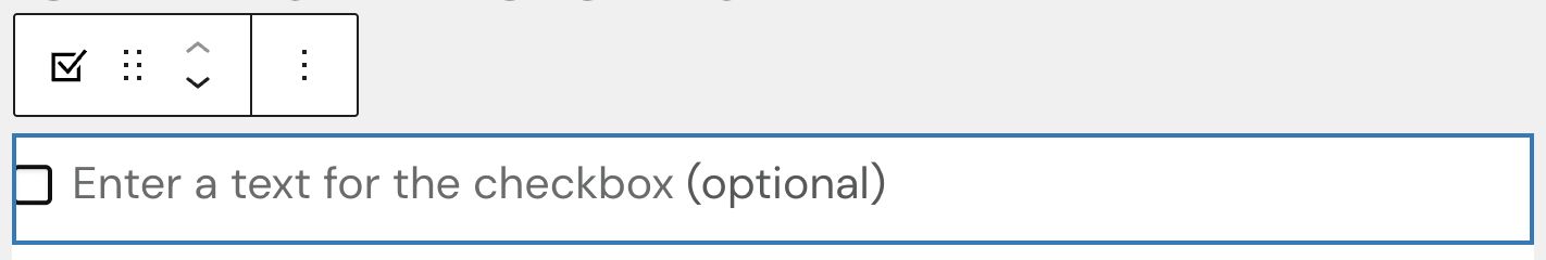 Screenshot of an empty Checkbox block after insertion.
