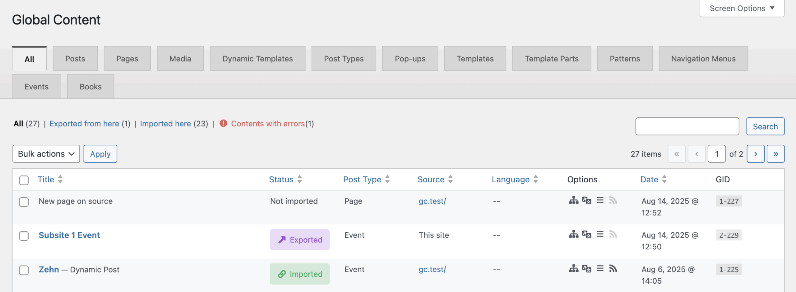 Screenshot of the overview page, explained in detail in the following sections.