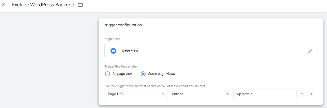 Screenshot of GTM trigger configuration