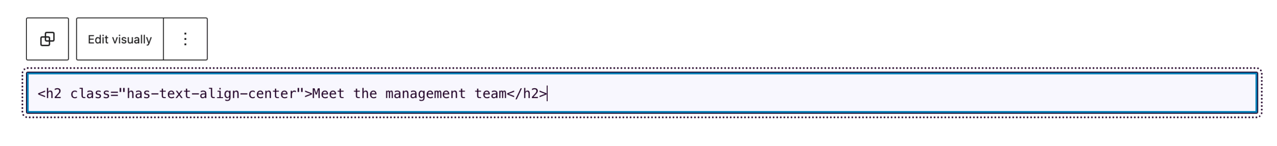 Screenshot of the HTML editor in WordPress