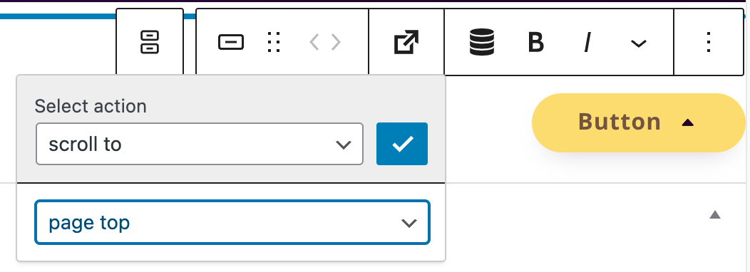 Backend screenshot of the button settings in GREYD.SUITE