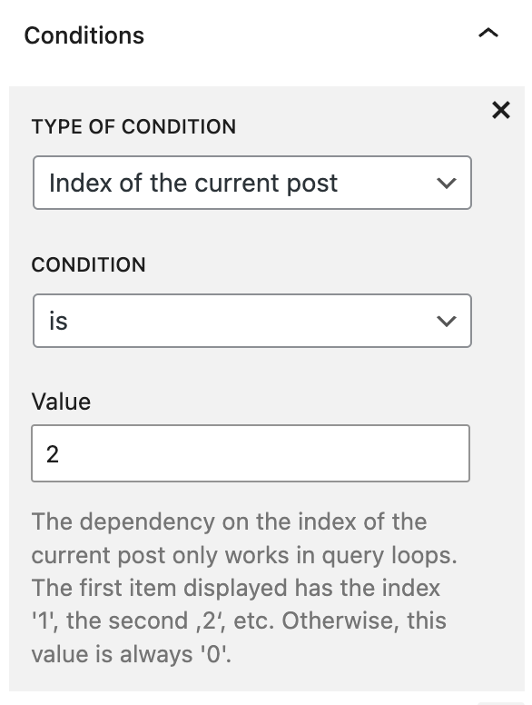 Screenshot of the condition to check for the second post, as described in the previous paragraph.