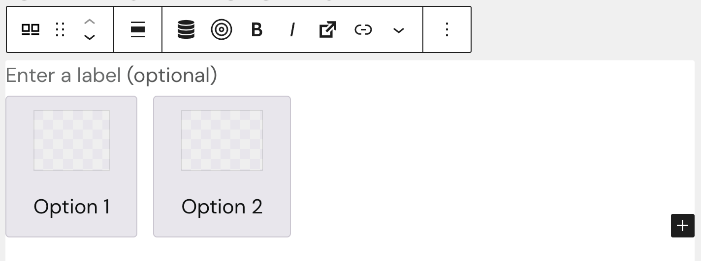 Screenshot of an Image panels block inserted in the editor.