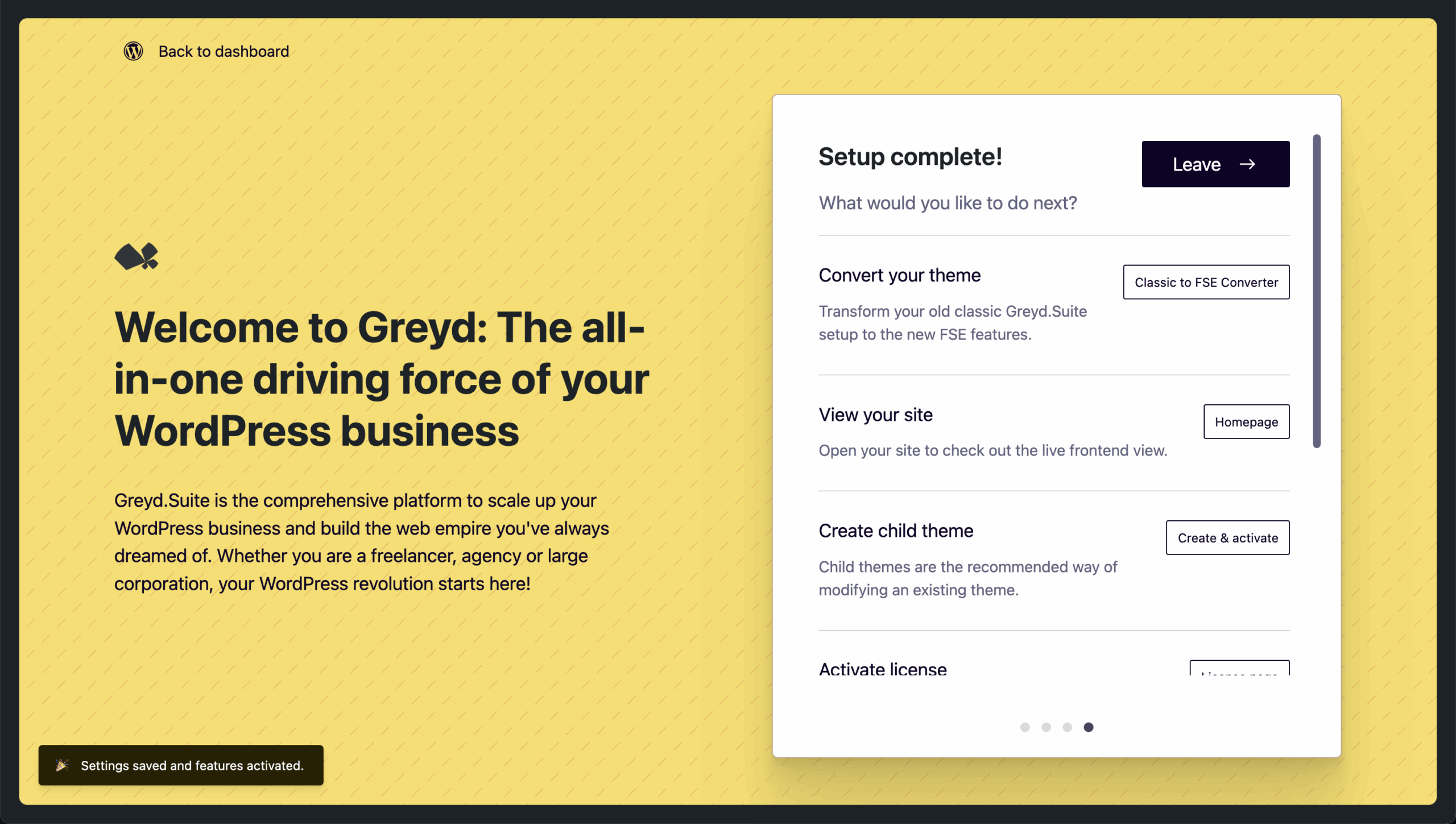 Screenshot of the finish and follow-up actions step described in the next paragraph