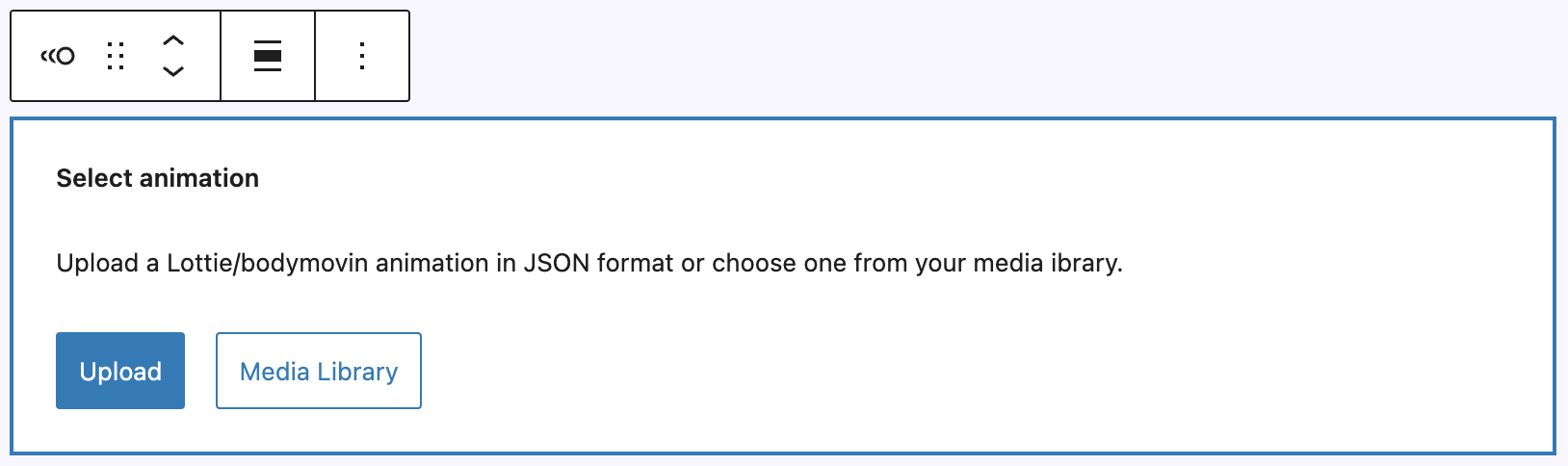 Screenshot of placeholder to select animation as described in the previous paragraph