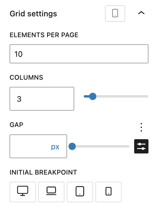 Screenshot of the Grid settings panel with various configurable parameters, explained in the following paragraphs.
