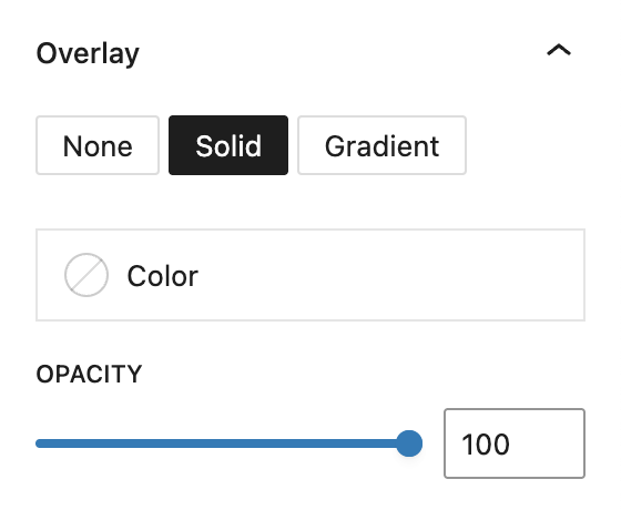 Screenshot of the Overlay panel to tone images or add visual contrast for background, explained in the following paragraph.