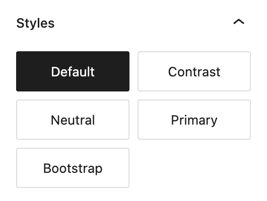 Screenshot of the Styles section for the columns block, explained in the following paragraph.