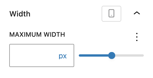 Screenshot of the Maximum width functionality for Image Block per breakpoint, explained in the following paragraph.