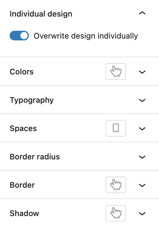 Individual design activated to allow enhanced customization