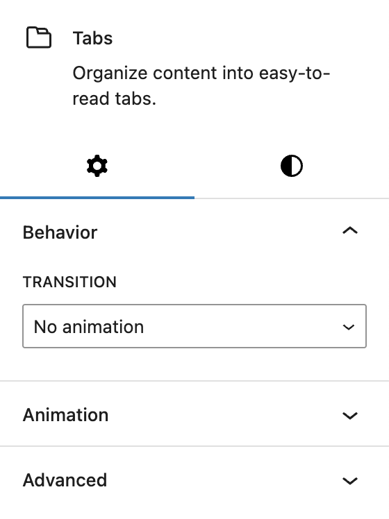 Screenshot of the settings sidebar, explained in the following paragraphs.
