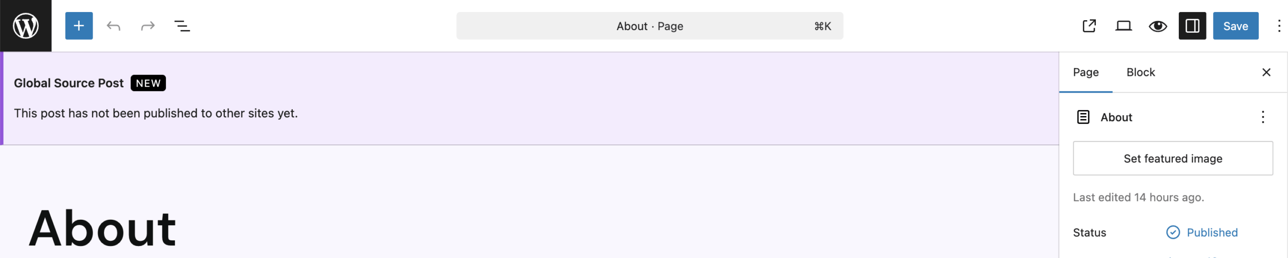 Screenshot of the purple notification bar of a root post with the status new, as explained in the paragraphs before and after.