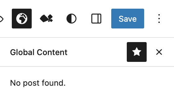 Screenshot of the Global Content sidebar panel if no posts are found, as explained in the paragraphs before.