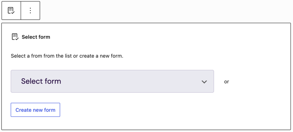Screenshot of a Form block inserted into the content of a page.